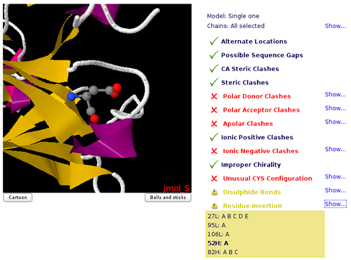 Checking Residue Insertion Codes