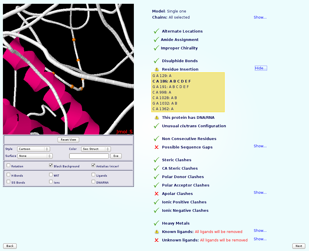 Checking Residue Insertion Codes